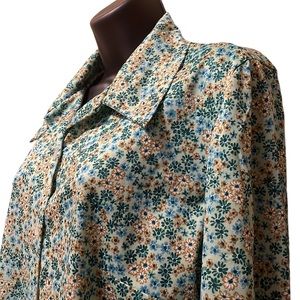 Vintage 70s MAR-LEK Button Blouse/Top~Floral Print